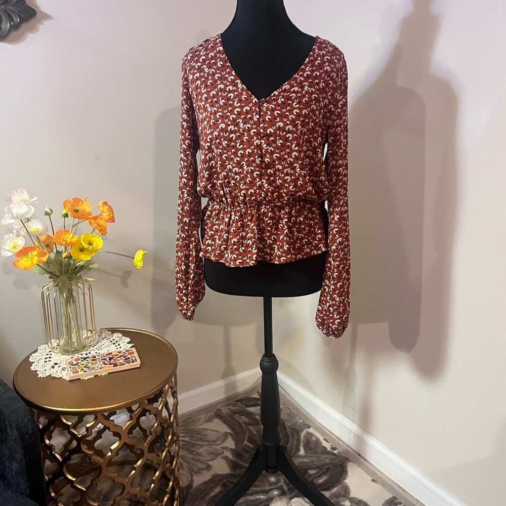 Sienna Sky Rust Floral Blouse